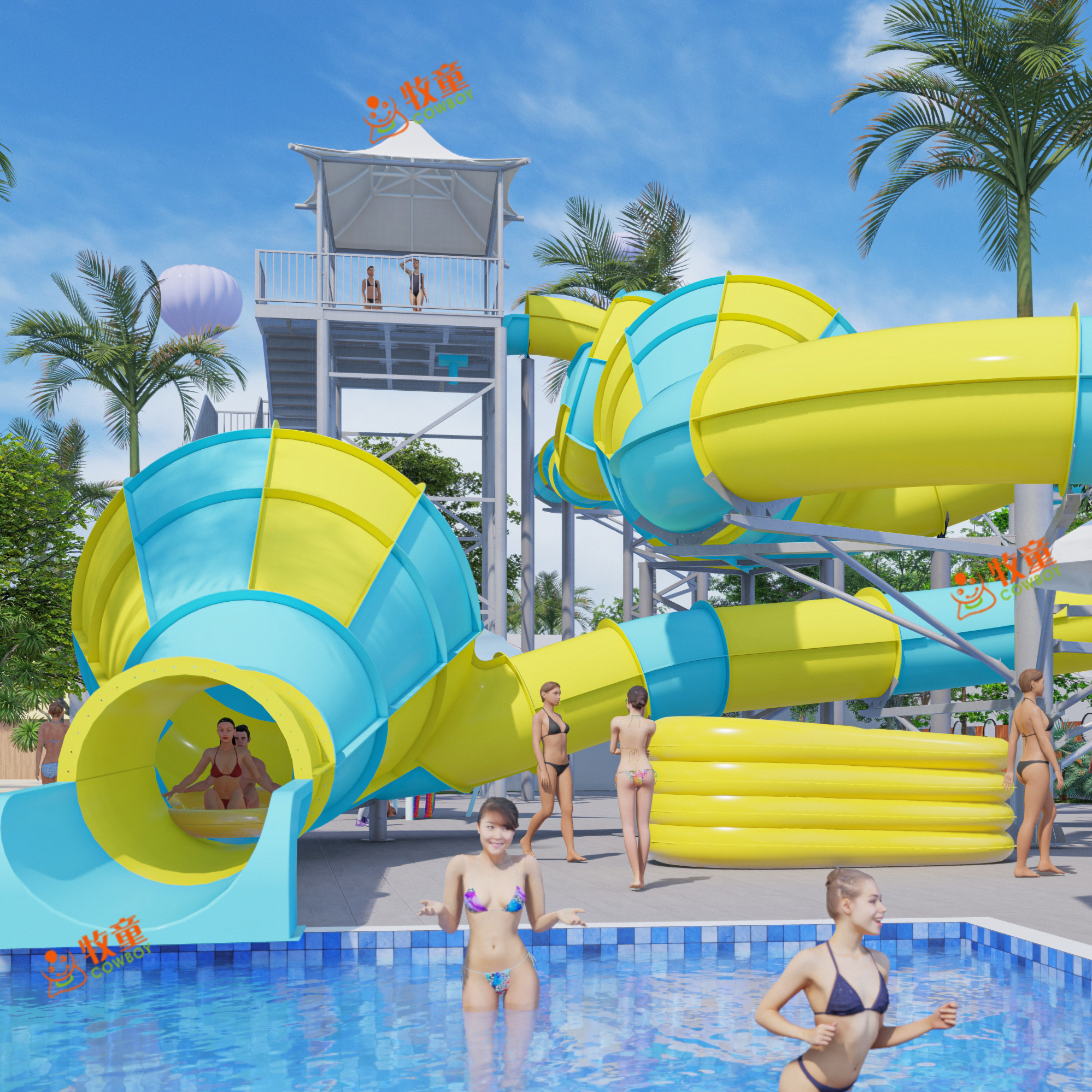 With Longer Exciting Experience of Small Tornado Combination Water Slides