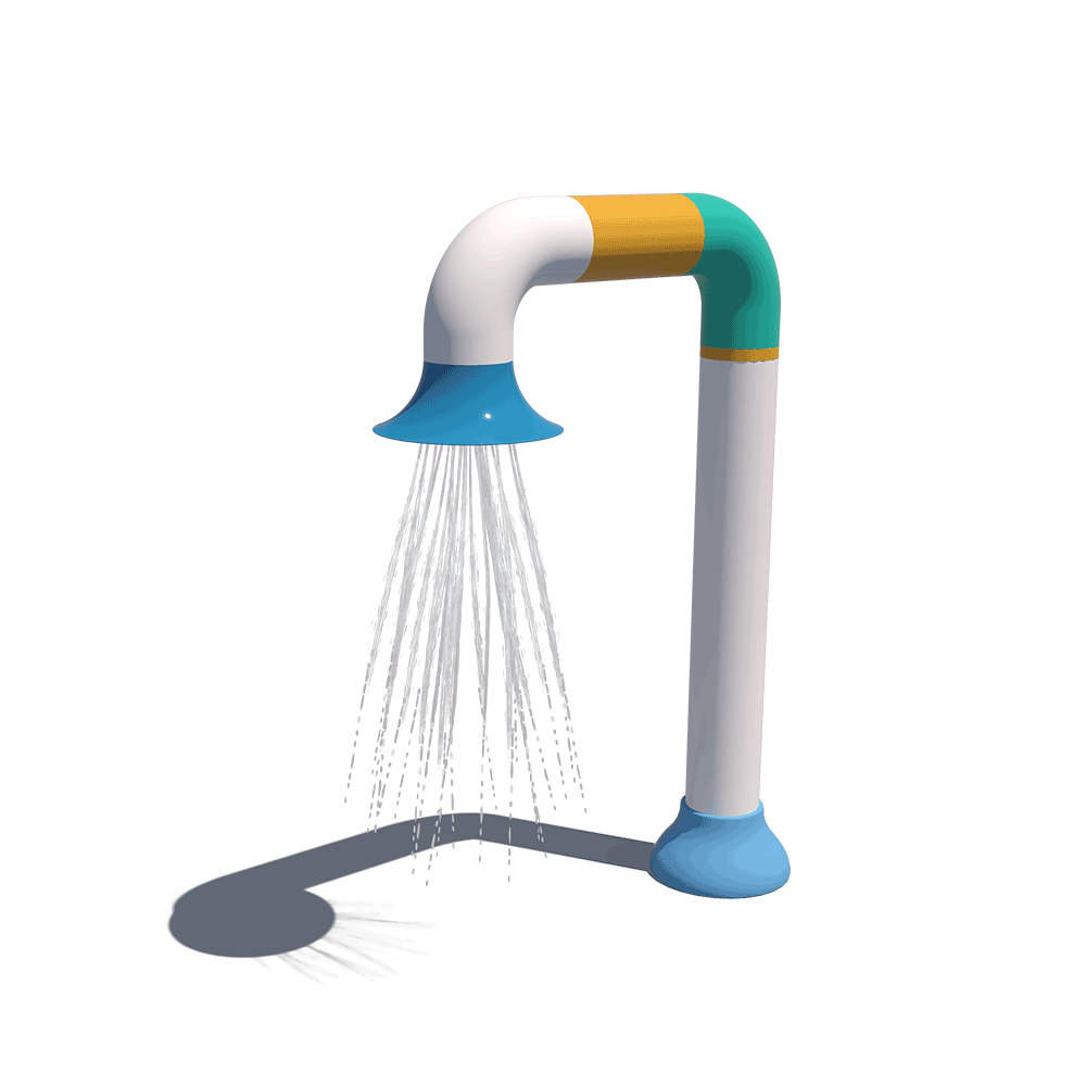 Horn-shape Bent Pipe Water Play Equipment